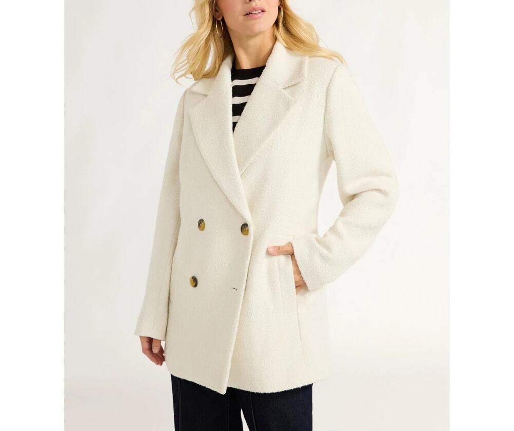 Free Assembly Womens M Cream Double Breasted Blazer Jacket NWT